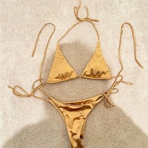 SHEIN Metallic Gold Bikini Set